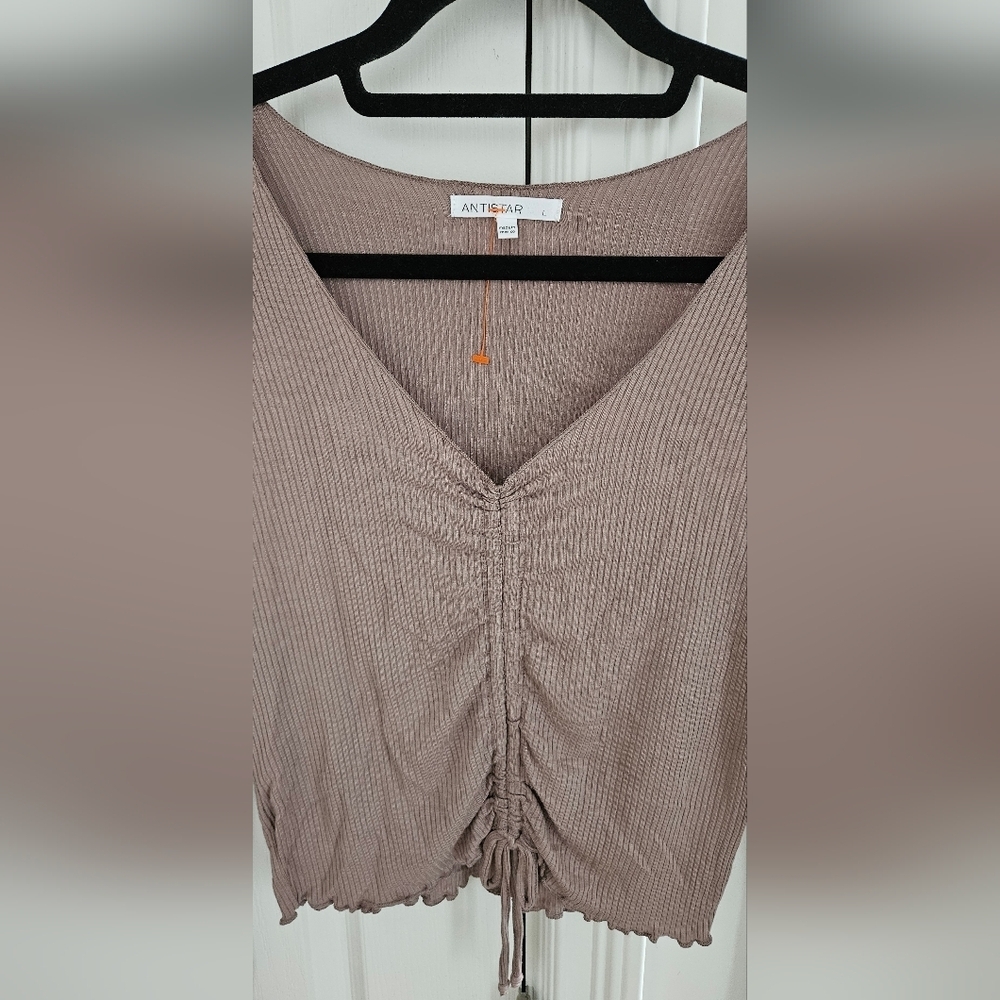 Antistar Ribbed Ruched Long Sleeve Top - Picture 4 of 4